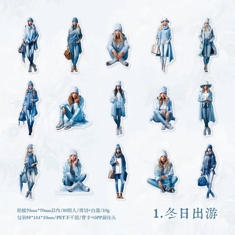 30pcs/1lot Kawaii Stationery Stickers Lifestyle Magazine Junk Journaling Decorative Mobile Scrapbooking for stickers Scrapbook