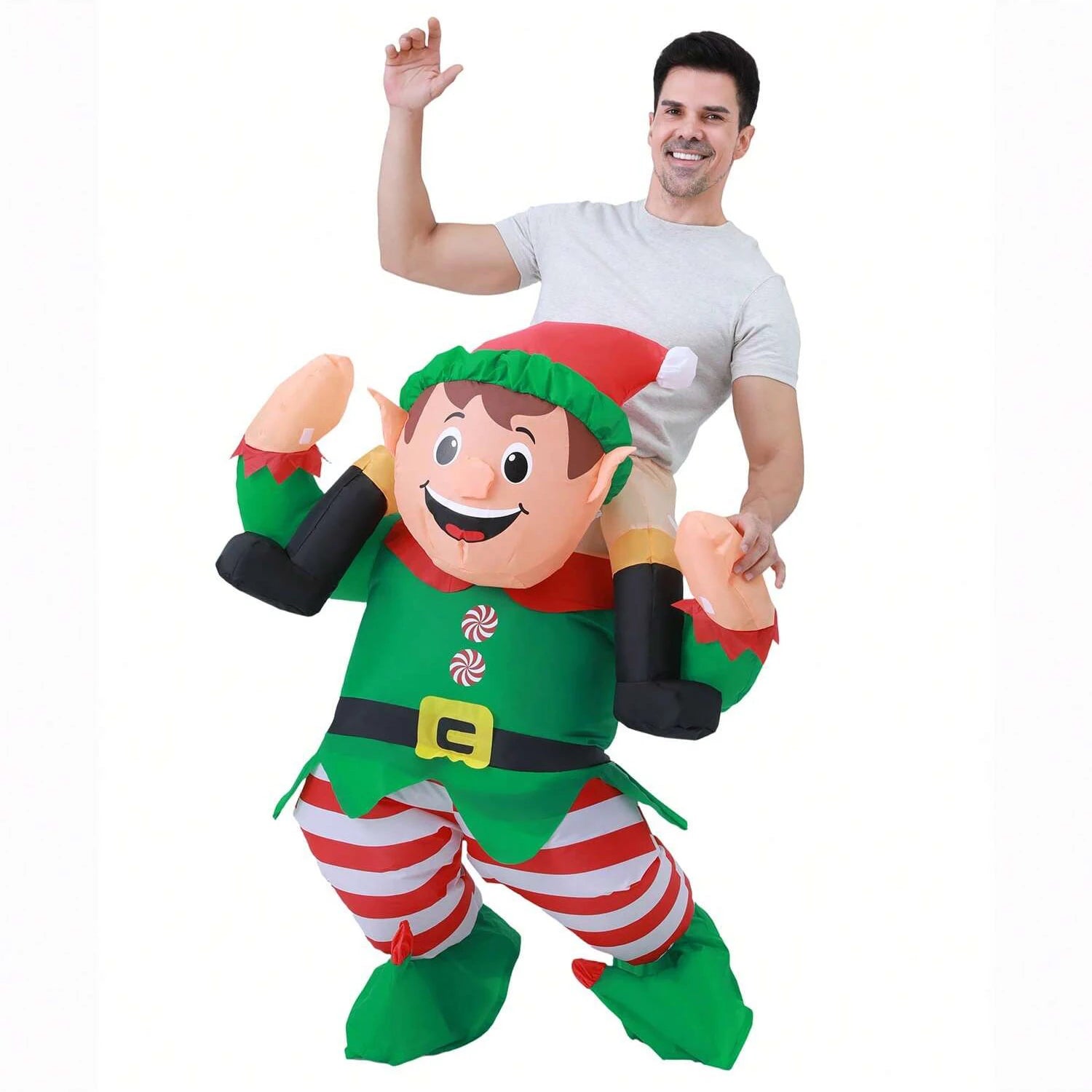Inflatable Christmas elves Costume Adult, ride on elves Costume, Fancy Funny elves Costumes Christmas Halloween Blow up Costumes