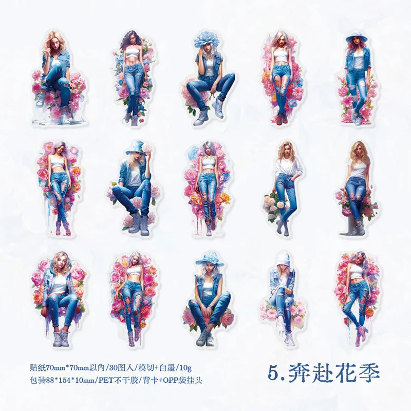 30pcs/1lot Kawaii Stationery Stickers Lifestyle Magazine Junk Journaling Decorative Mobile Scrapbooking for stickers Scrapbook