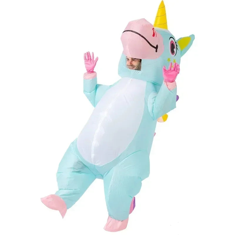 Cute Inflatable Unicorn Costume for Adult Funny Costumes for Men Women Blow Up Costume for Halloween Christmas Party Cosplay