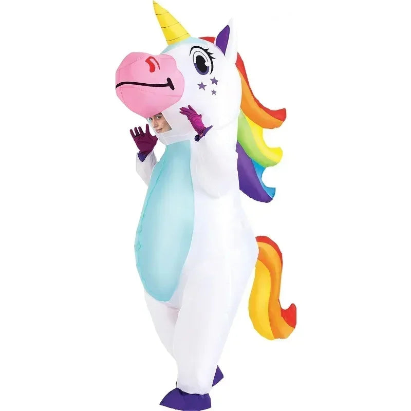 Cute Inflatable Unicorn Costume for Adult Funny Costumes for Men Women Blow Up Costume for Halloween Christmas Party Cosplay