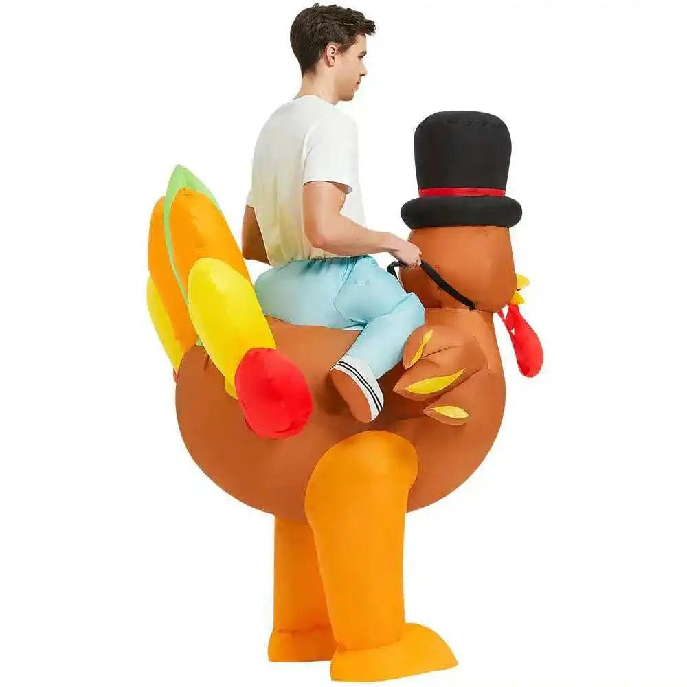 Adult Inflatable Turkey Costume Funny Blow Up Suit for Men Women Thanksgiving Halloween Party Cosplay Outfit