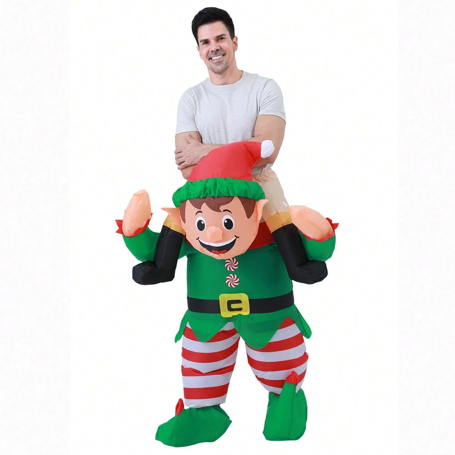 Inflatable Christmas elves Costume Adult, ride on elves Costume, Fancy Funny elves Costumes Christmas Halloween Blow up Costumes