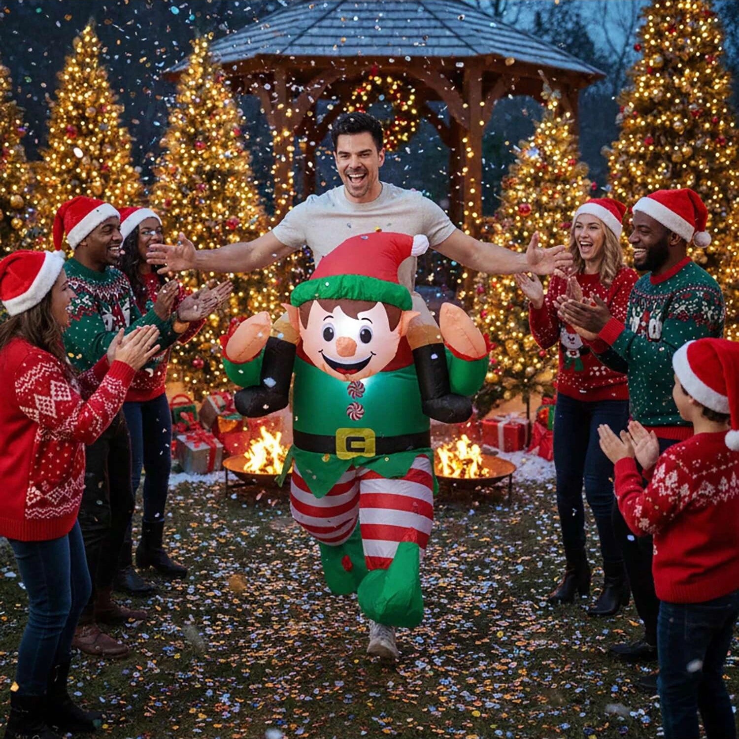 Inflatable Christmas elves Costume Adult, ride on elves Costume, Fancy Funny elves Costumes Christmas Halloween Blow up Costumes