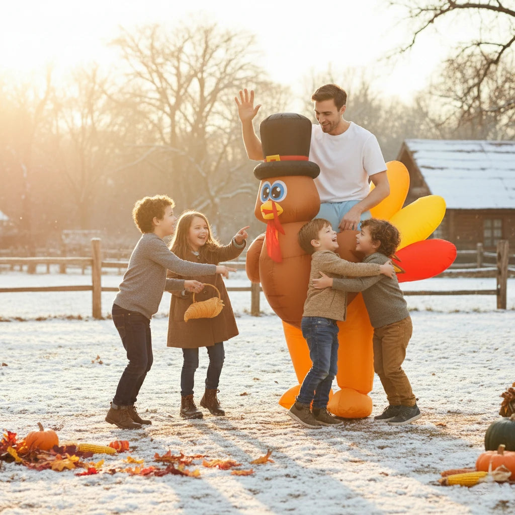 Adult Inflatable Turkey Costume Funny Blow Up Suit for Men Women Thanksgiving Halloween Party Cosplay Outfit