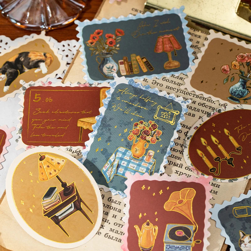 30 pcs Slow paced lifestyle series Postage stamp theme stickers Scrapbooking Material handmade Diary Album Junk Journal Supplies