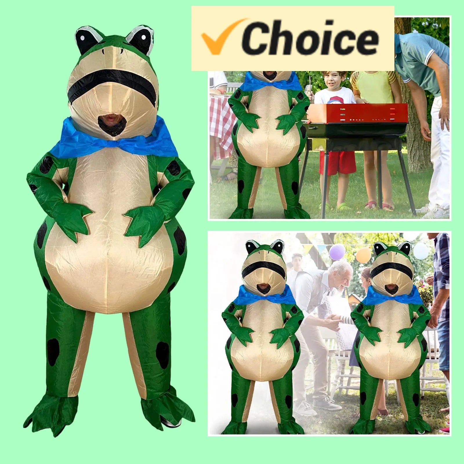 Adult Inflatable Frog Jumpsuit Costume, Funny Blow-Up Outfit For Halloween Parties, Themed Events And Cosplay, Guaranteed To Get