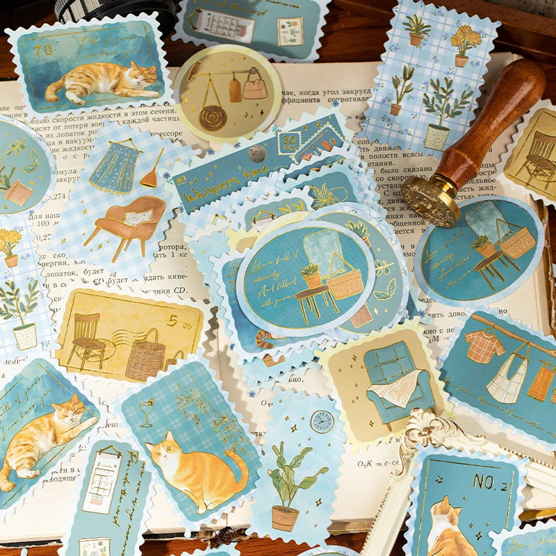 30 pcs Slow paced lifestyle series Postage stamp theme stickers Scrapbooking Material handmade Diary Album Junk Journal Supplies
