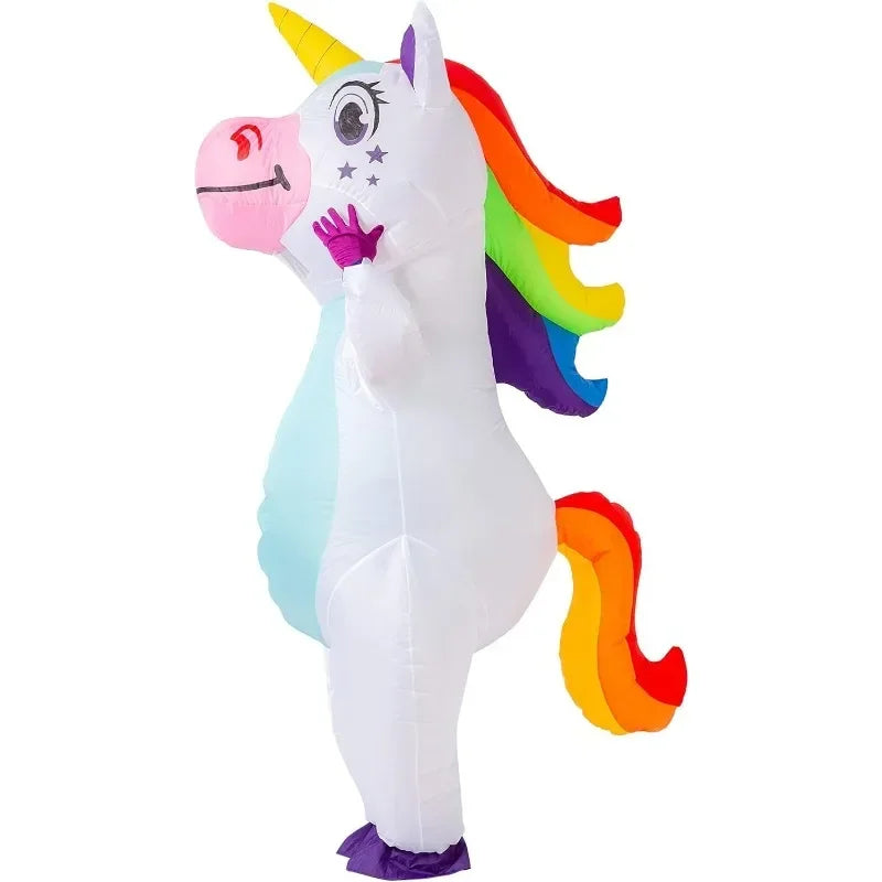 Cute Inflatable Unicorn Costume for Adult Funny Costumes for Men Women Blow Up Costume for Halloween Christmas Party Cosplay