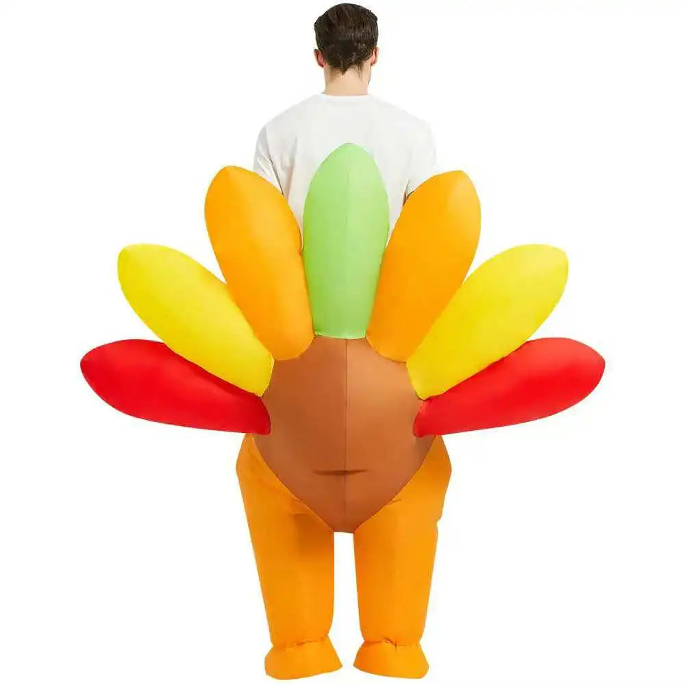 Adult Inflatable Turkey Costume Funny Blow Up Suit for Men Women Thanksgiving Halloween Party Cosplay Outfit