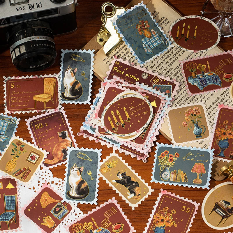 30 pcs Slow paced lifestyle series Postage stamp theme stickers Scrapbooking Material handmade Diary Album Junk Journal Supplies