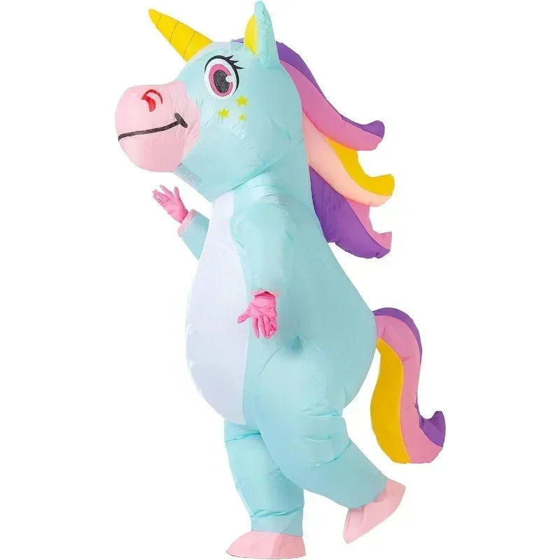 Cute Inflatable Unicorn Costume for Adult Funny Costumes for Men Women Blow Up Costume for Halloween Christmas Party Cosplay