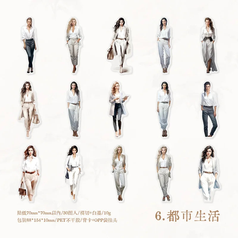 30pcs/1lot Kawaii Stationery Stickers Lifestyle Magazine Junk Journaling Decorative Mobile Scrapbooking for stickers Scrapbook