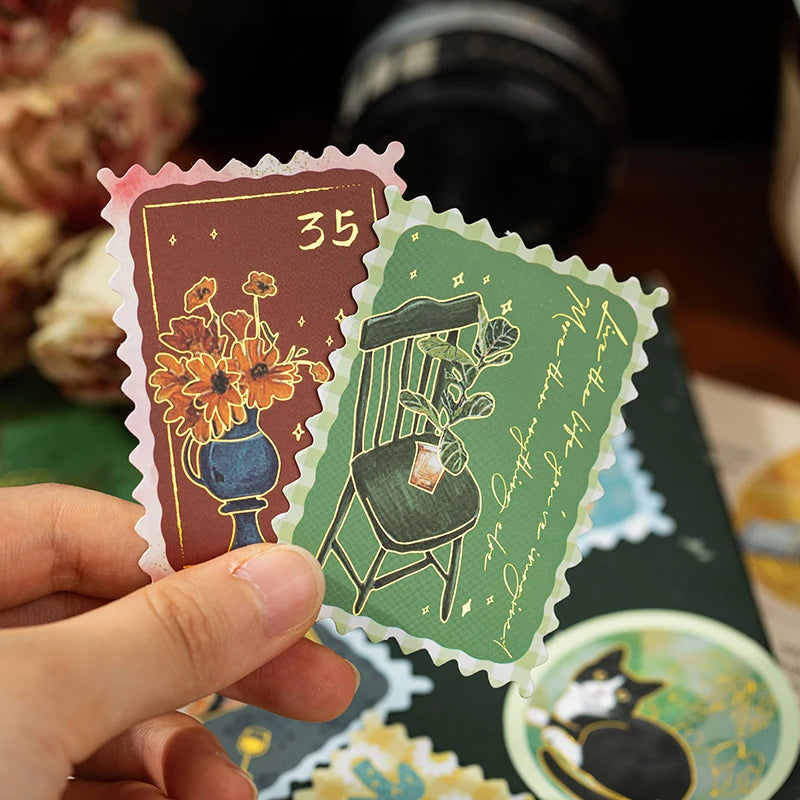 30 pcs Slow paced lifestyle series Postage stamp theme stickers Scrapbooking Material handmade Diary Album Junk Journal Supplies