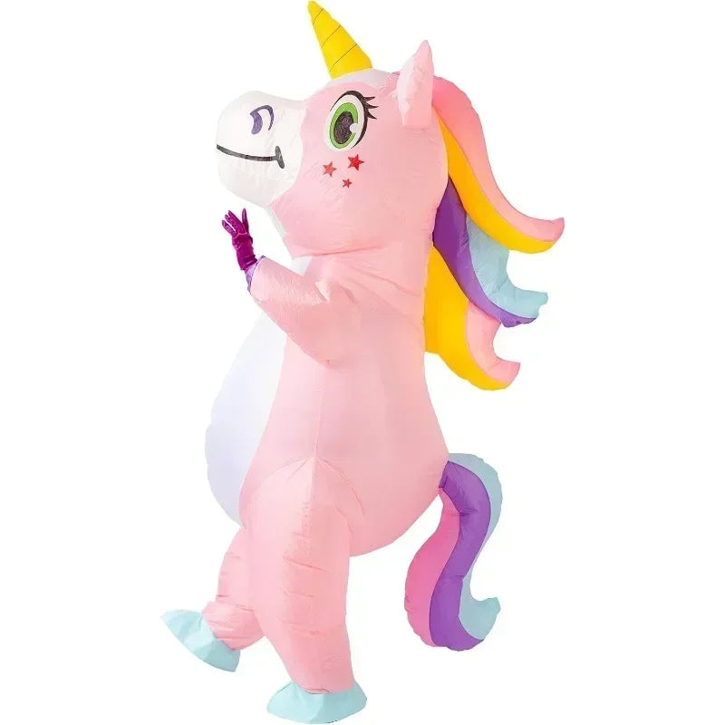 Cute Inflatable Unicorn Costume for Adult Funny Costumes for Men Women Blow Up Costume for Halloween Christmas Party Cosplay