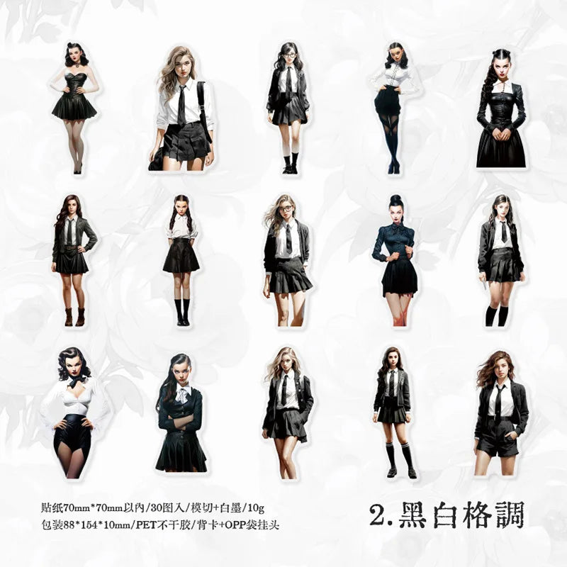 30pcs/1lot Kawaii Stationery Stickers Lifestyle Magazine Junk Journaling Decorative Mobile Scrapbooking for stickers Scrapbook