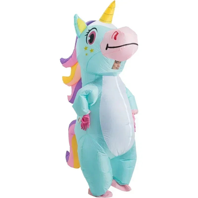 Cute Inflatable Unicorn Costume for Adult Funny Costumes for Men Women Blow Up Costume for Halloween Christmas Party Cosplay